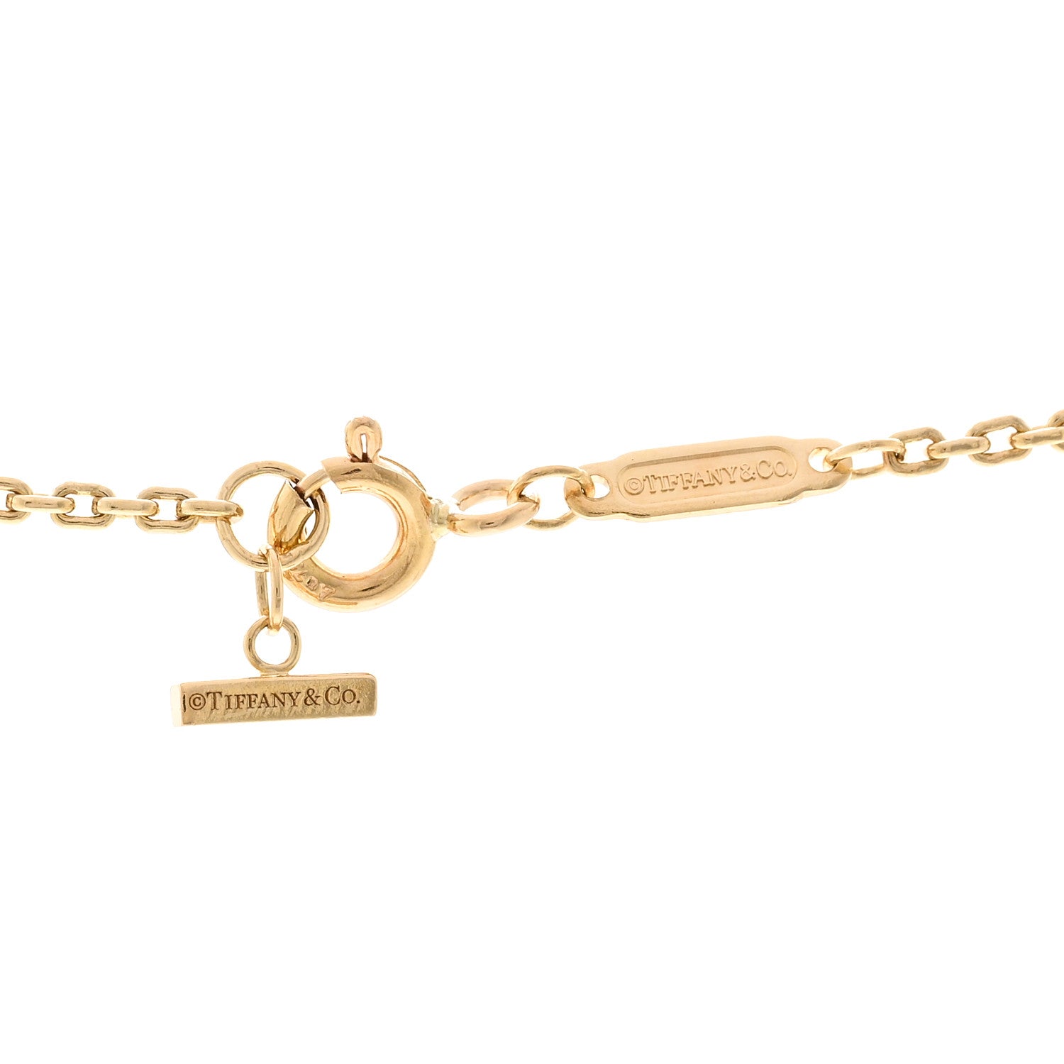 Tiffany 18K Yellow Gold Diamond Medium T Smile Pendant Necklace 4 of 5