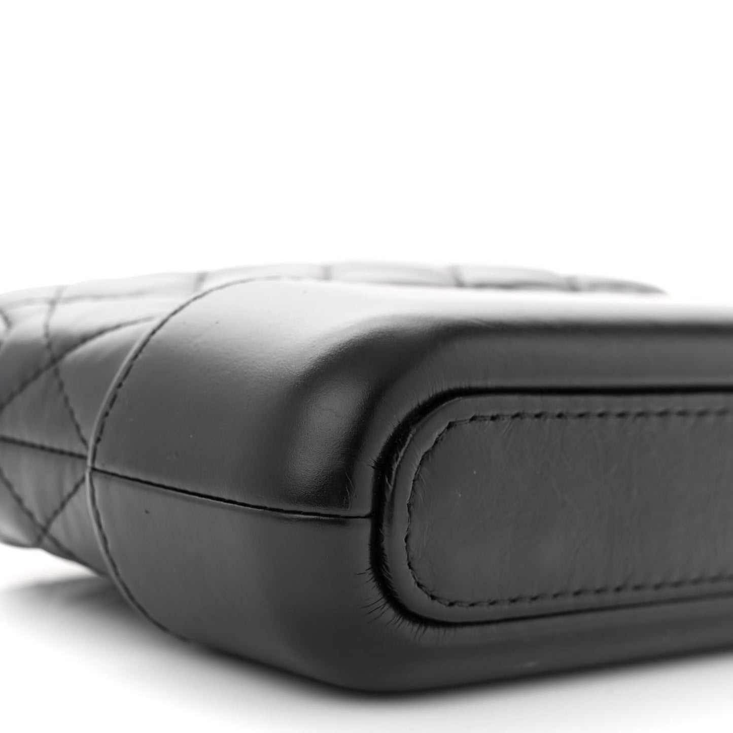 Aged Calfskin Quilted Small Gabrielle Clutch With Chain Black