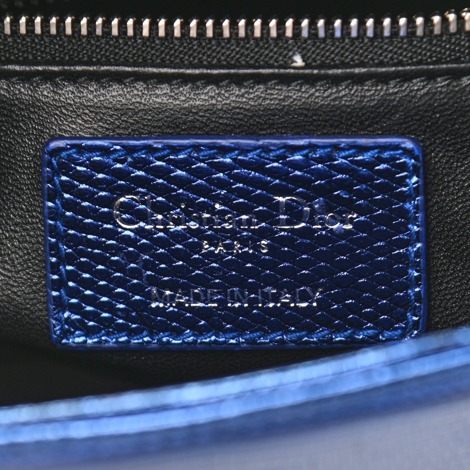 Christian Dior Metallic Lizard Mini Lady Dior Blue 6 of 13