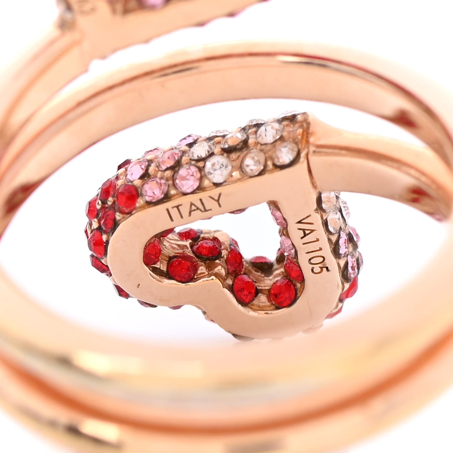 Swarovski LV and V Heart Strass Ring M Rose Gold