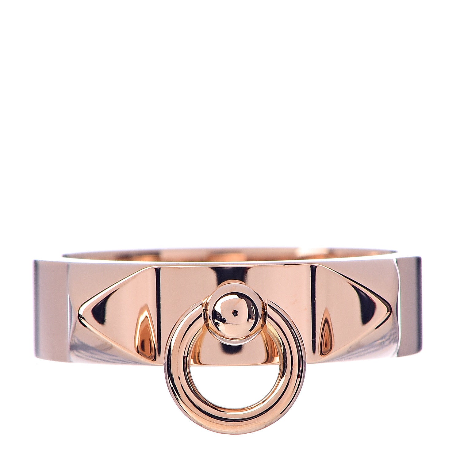 Hermes 18K Rose Gold PM Collier De Chien Ring 53 6.5 1 of 4