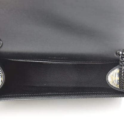 Saint Laurent Patent Glitter Leopard Small Classic Monogram Kate Chain Wallet Black Gold 4 of 9