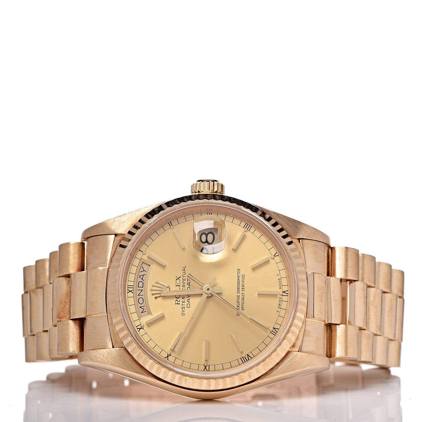 18K Yellow Gold 36mm Oyster Perpetual Day-Date Watch Champagne 18038