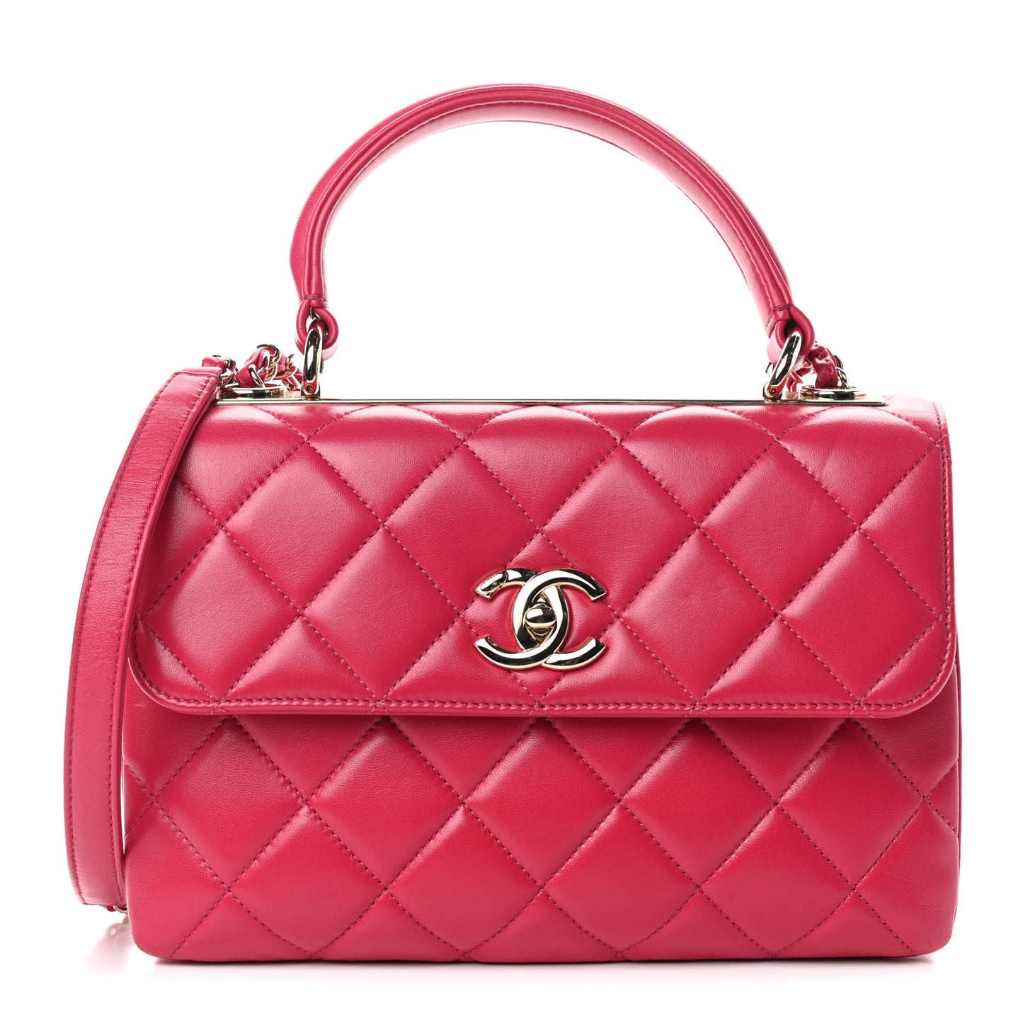 Lambskin Quilted Small Trendy CC Flap Dual Handle Bag Pink