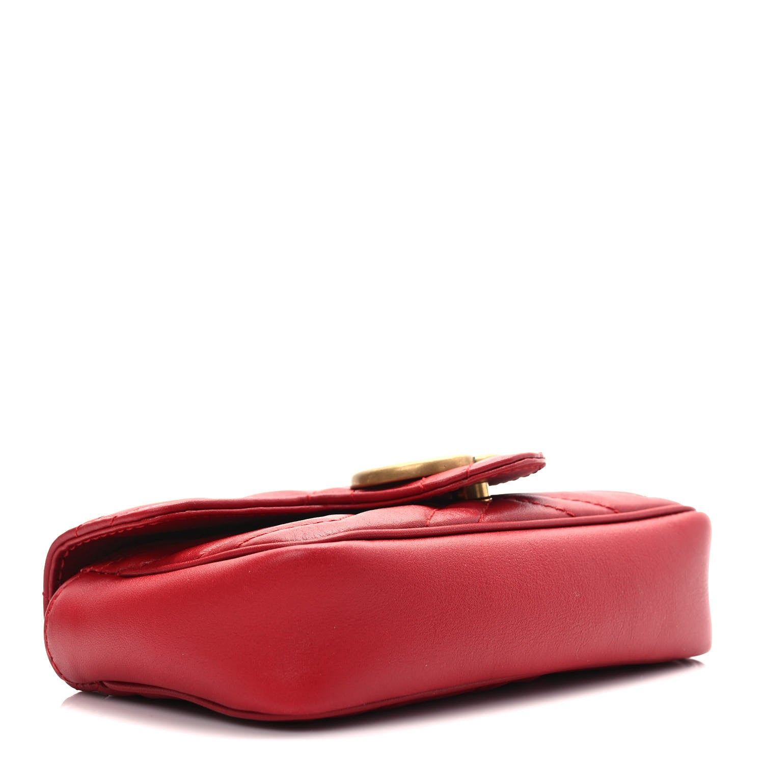 Gucci Calfskin Matelasse Super Mini GG Marmont Shoulder Bag Hibiscus Red 4 of 9