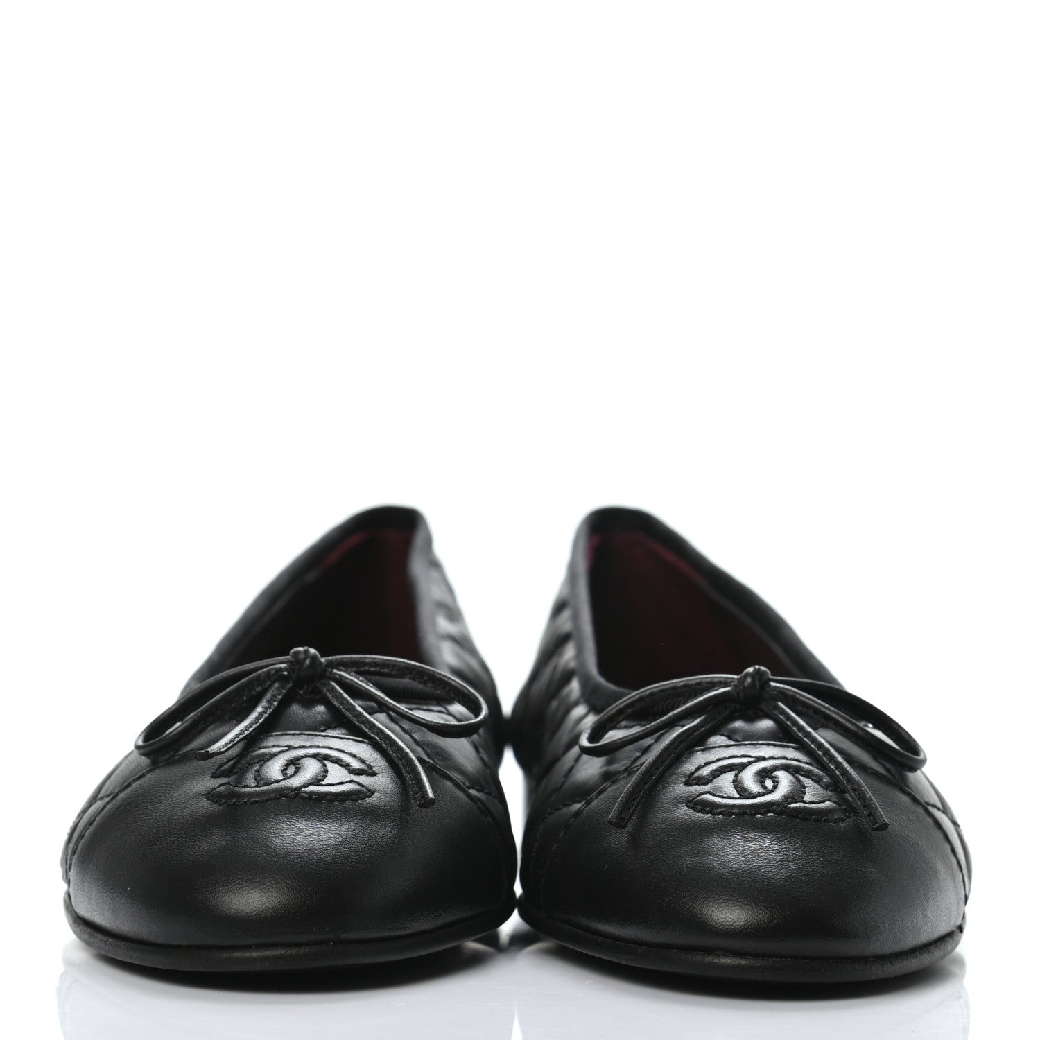 Chanel Aged Calfskin Quilted CC Cap Toe Ballerina Flats 37.5 Black 2 of 7