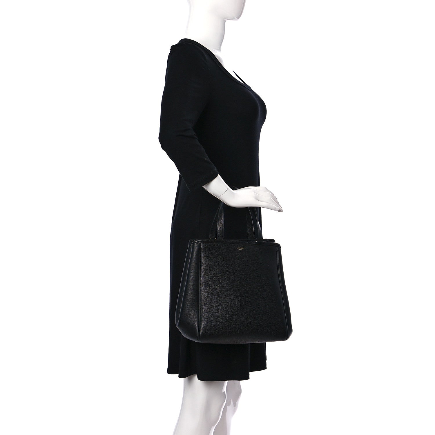 Celine Grained Calfskin Small Folded Cabas Black 1081705