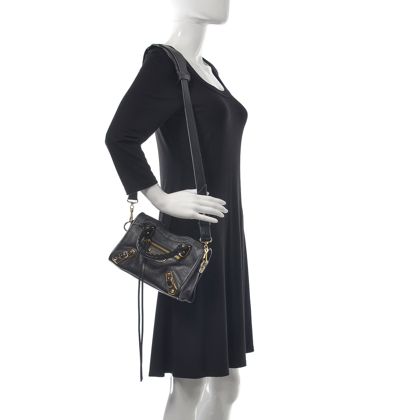 Chevre Gold Metallic Edge Hardware Mini City Black