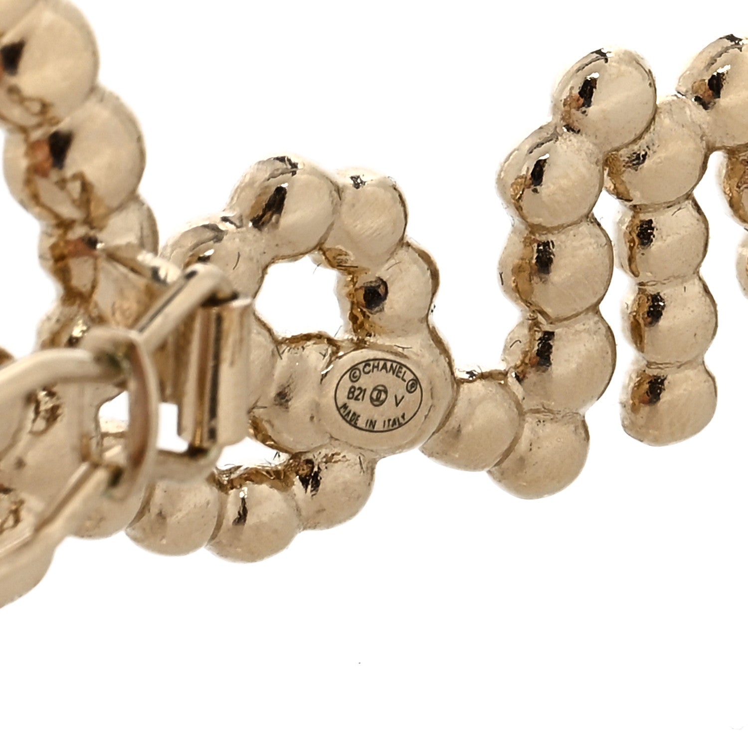 Chanel Metal Glass Swirling Pearls Brooch Pin Gold 3 of 3