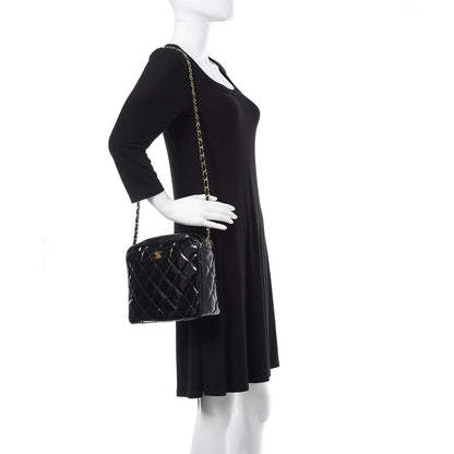 Chanel Patent Quilted Camera Case Black 2 of 15