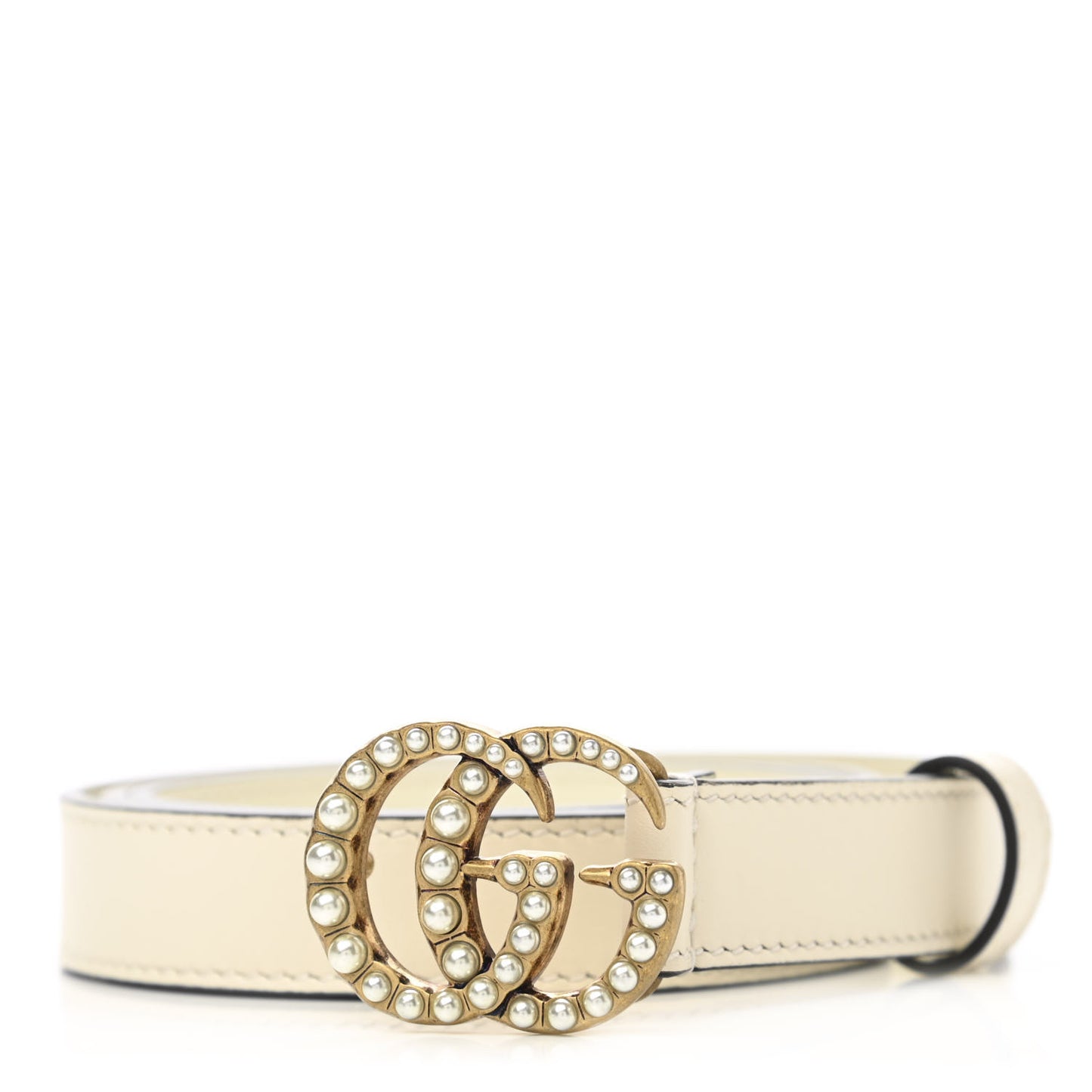 Calfskin Pearl Double G 20mm Belt 80 32 Ivory