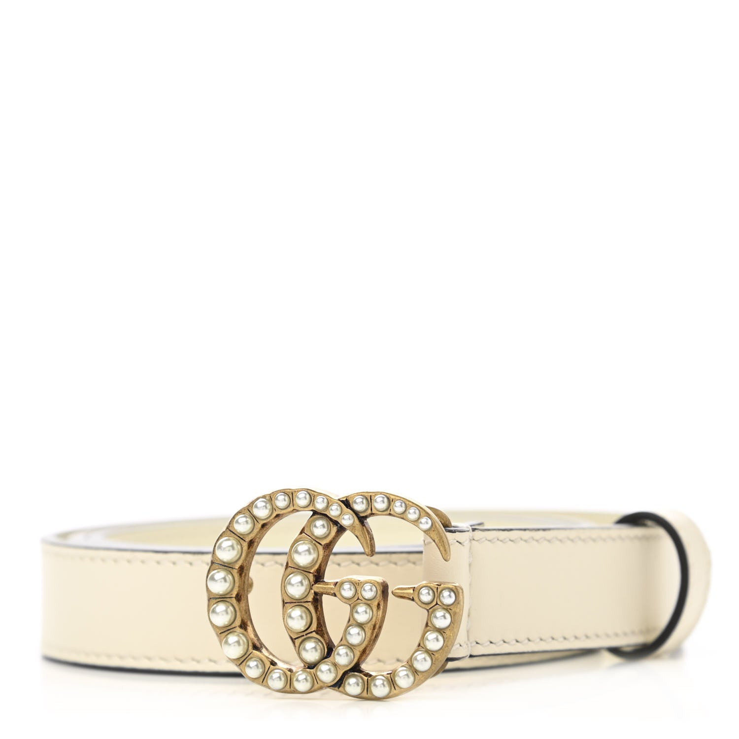 Gucci Calfskin Pearl Double G 20mm Belt 80 32 Ivory 1 of 5