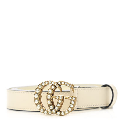 Gucci Calfskin Pearl Double G 20mm Belt 80 32 Ivory 1 of 5
