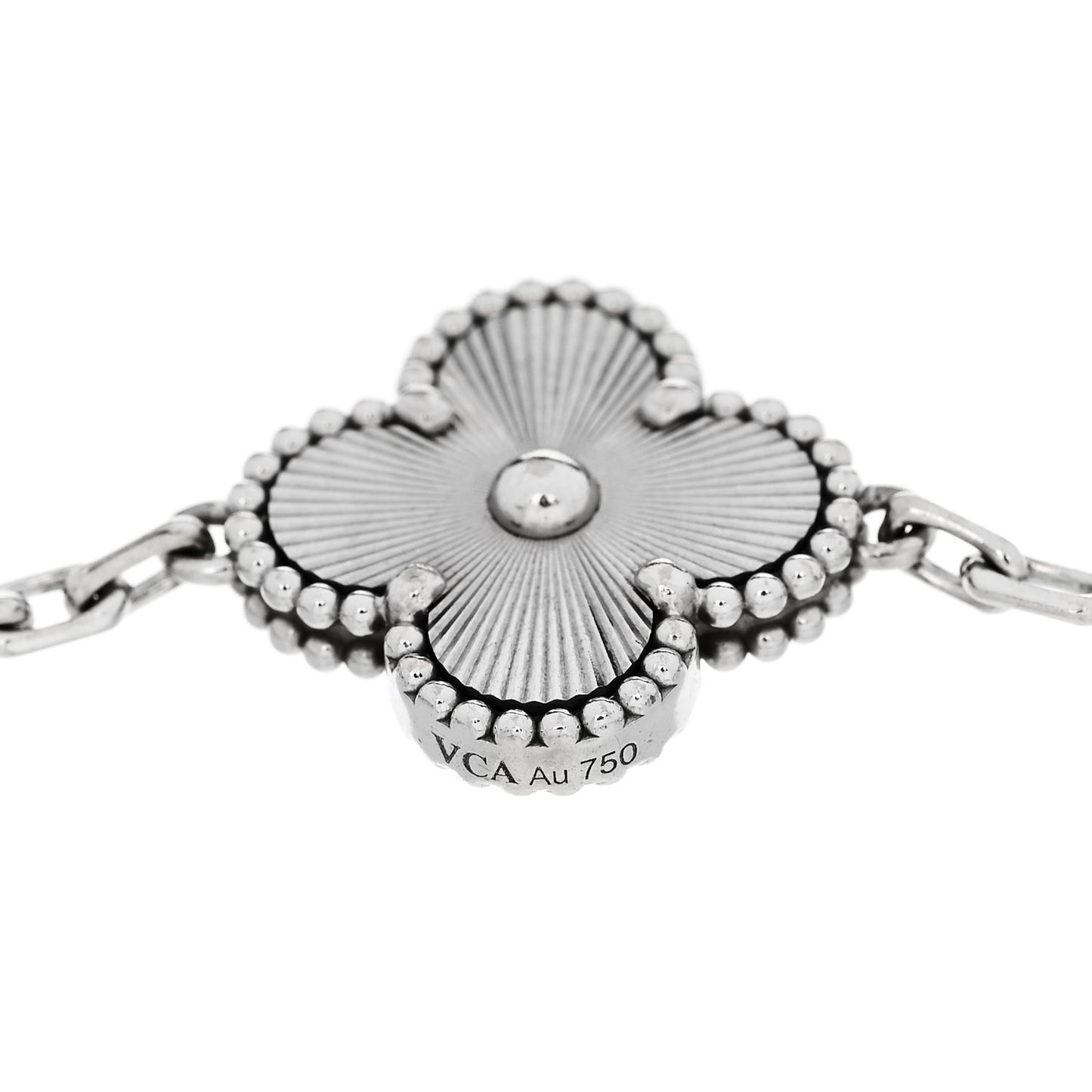18K White Gold 5 Motifs Guilloche Vintage Alhambra Bracelet