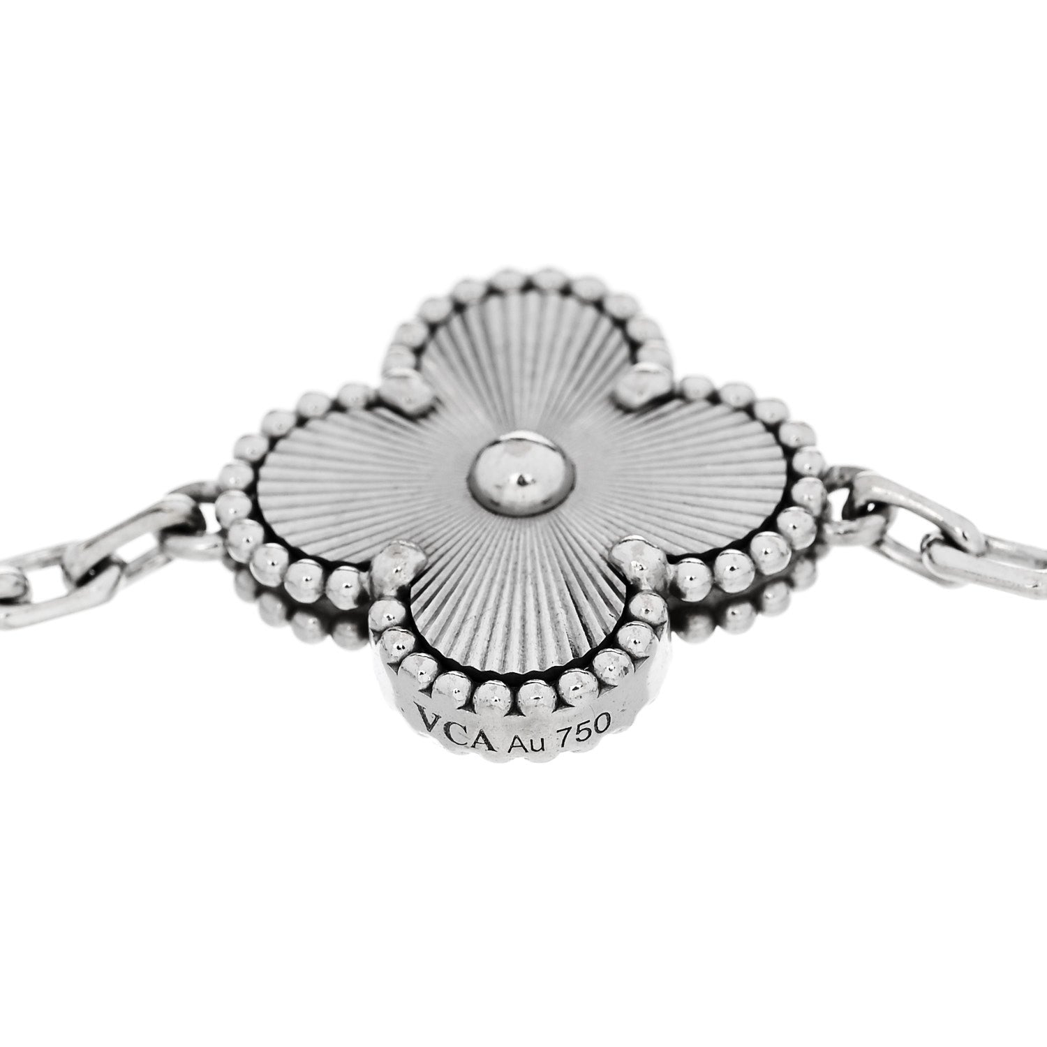 Van Cleef & Arpels 18K White Gold 5 Motifs Guilloche Vintage Alhambra Bracelet 4 of 5