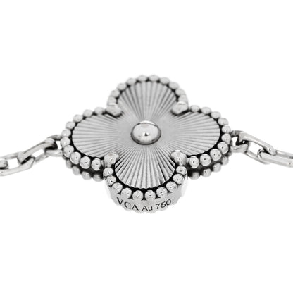Van Cleef & Arpels 18K White Gold 5 Motifs Guilloche Vintage Alhambra Bracelet 4 of 5