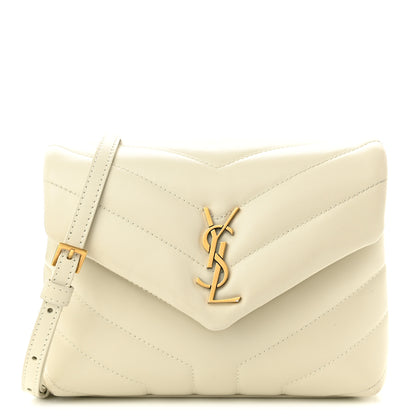 Saint Laurent Calfskin Y Quilted Monogram Toy Loulou Crossbody Bag Ivory 1 of 12