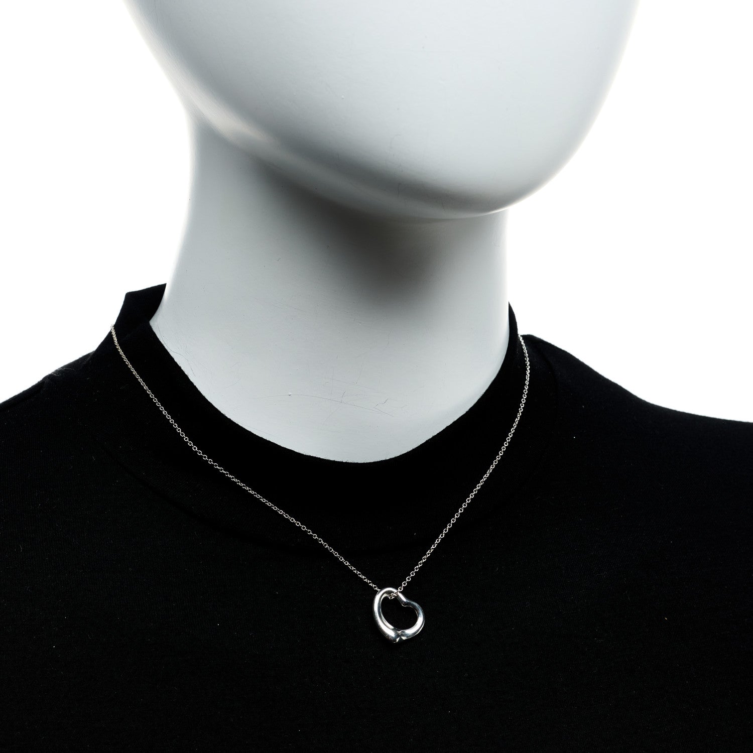 Tiffany Sterling Silver 16mm Elsa Peretti Open Heart Pendant Necklace 2 of 5