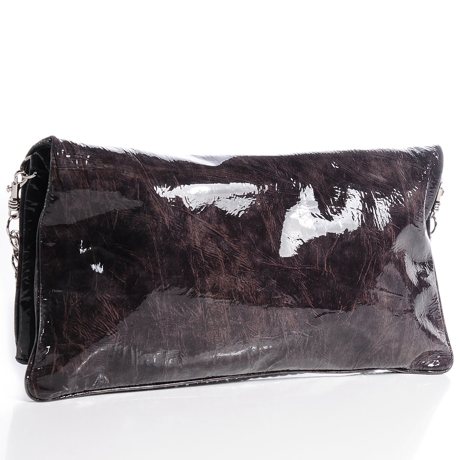 Givenchy Crinkled Patent Envelope Folded Clutch Black Grey 3 of 8