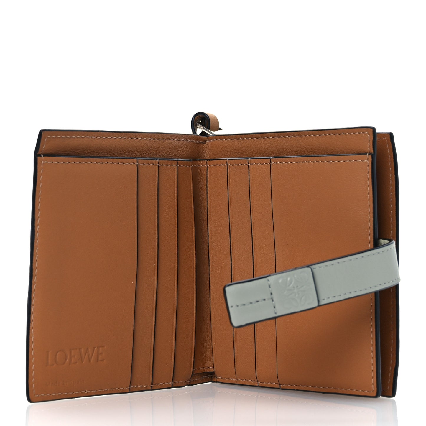 Grained Calfskin Compact Zip Wallet Marble Green Ash