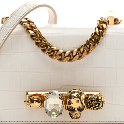 Alexander McQueen Calfskin Crocodile Embossed Mini Jeweled Satchel Deep Ivory 8 of 10