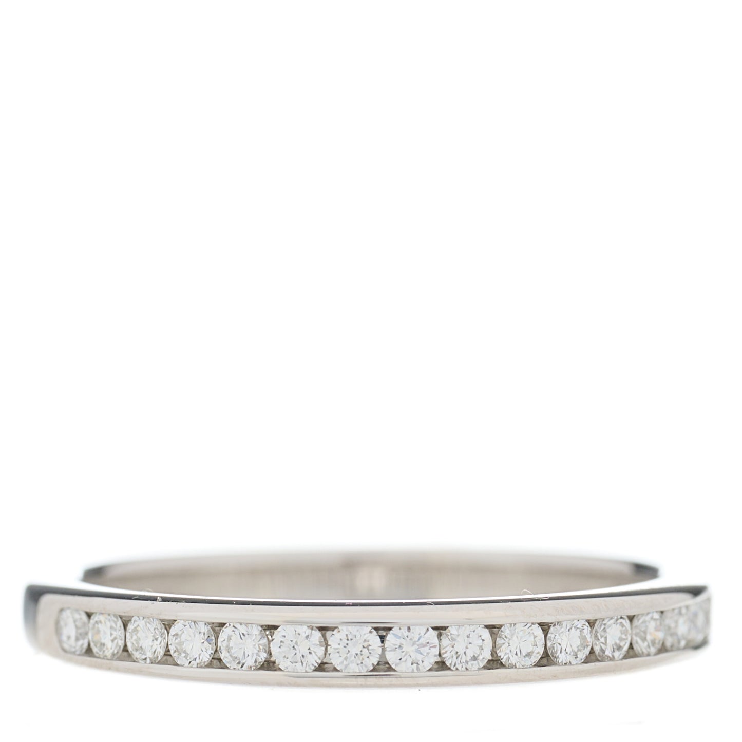 Platinum Diamond .17ctw 2mm Half Circle Wedding Band Ring 50 5.5
