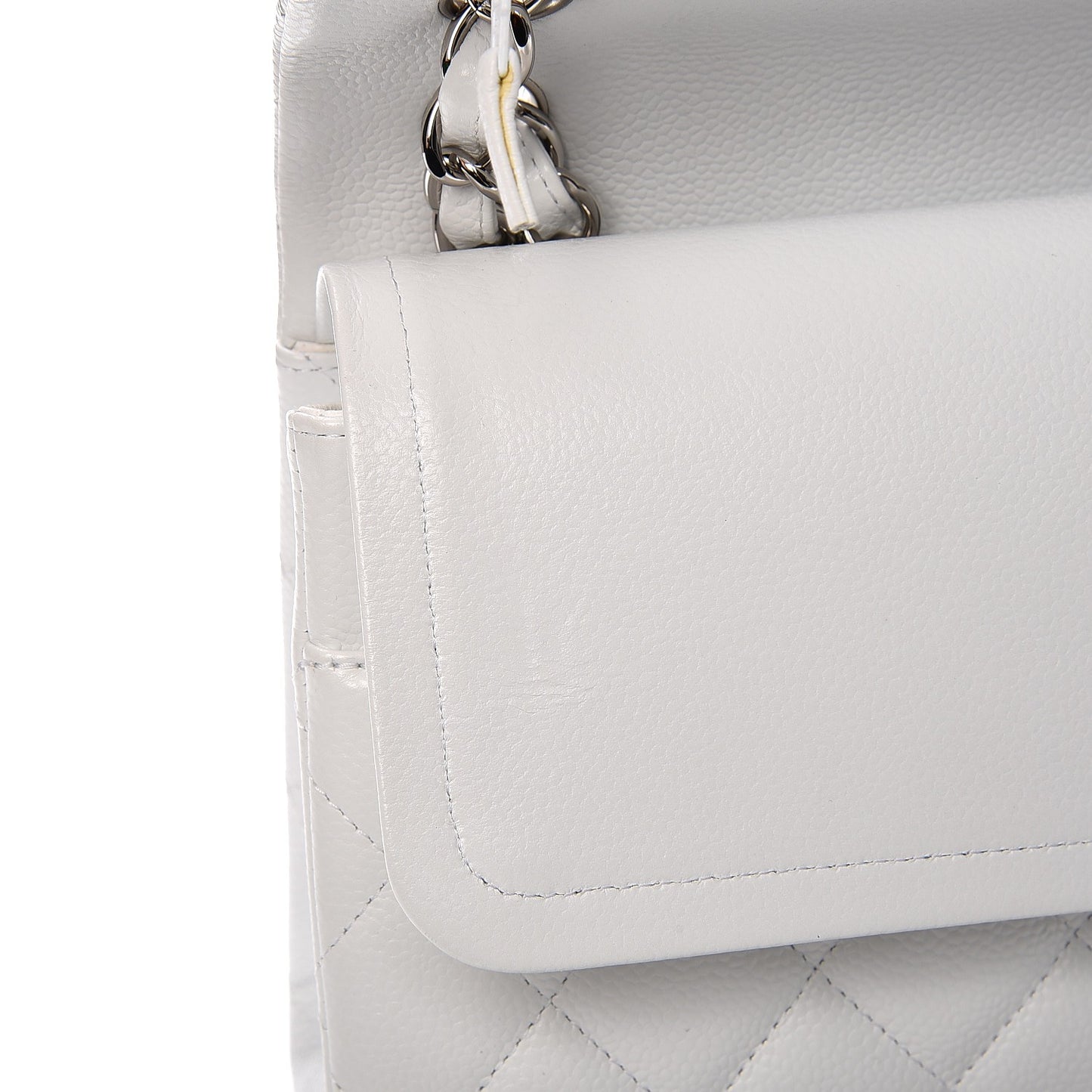 Caviar Quilted Jumbo Double Flap White