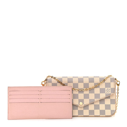 Louis Vuitton Damier Azur Pochette Felicie Chain Wallet Rose Ballerine 1 of 15