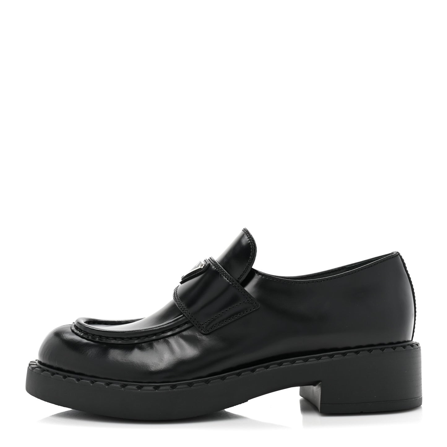 Spazzolato Metal Triangle Logo 50mm Loafers 38.5 Black