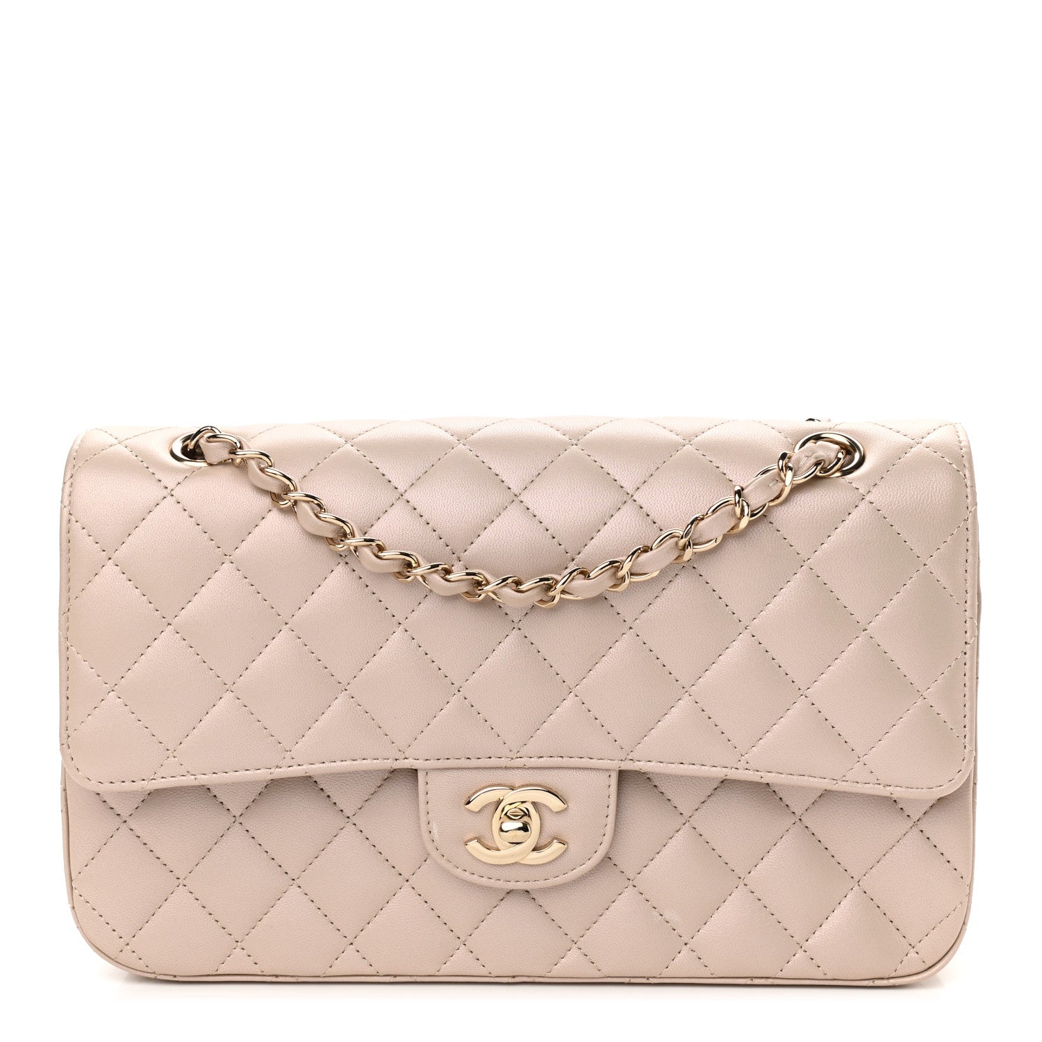 Chanel Iridescent Lambskin Quilted Medium Double Flap Beige 1 of 11