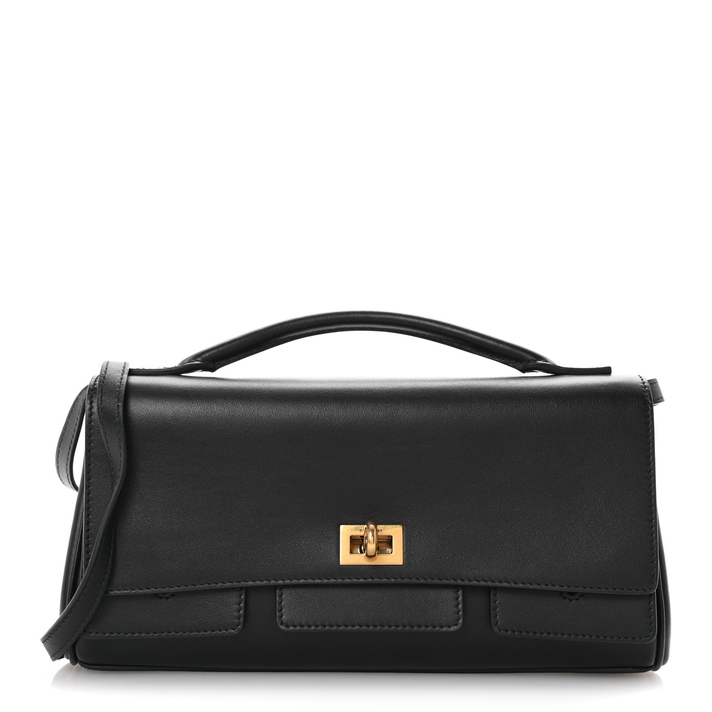 Smooth Calfskin Small Bel Air Clutch On Strap Black