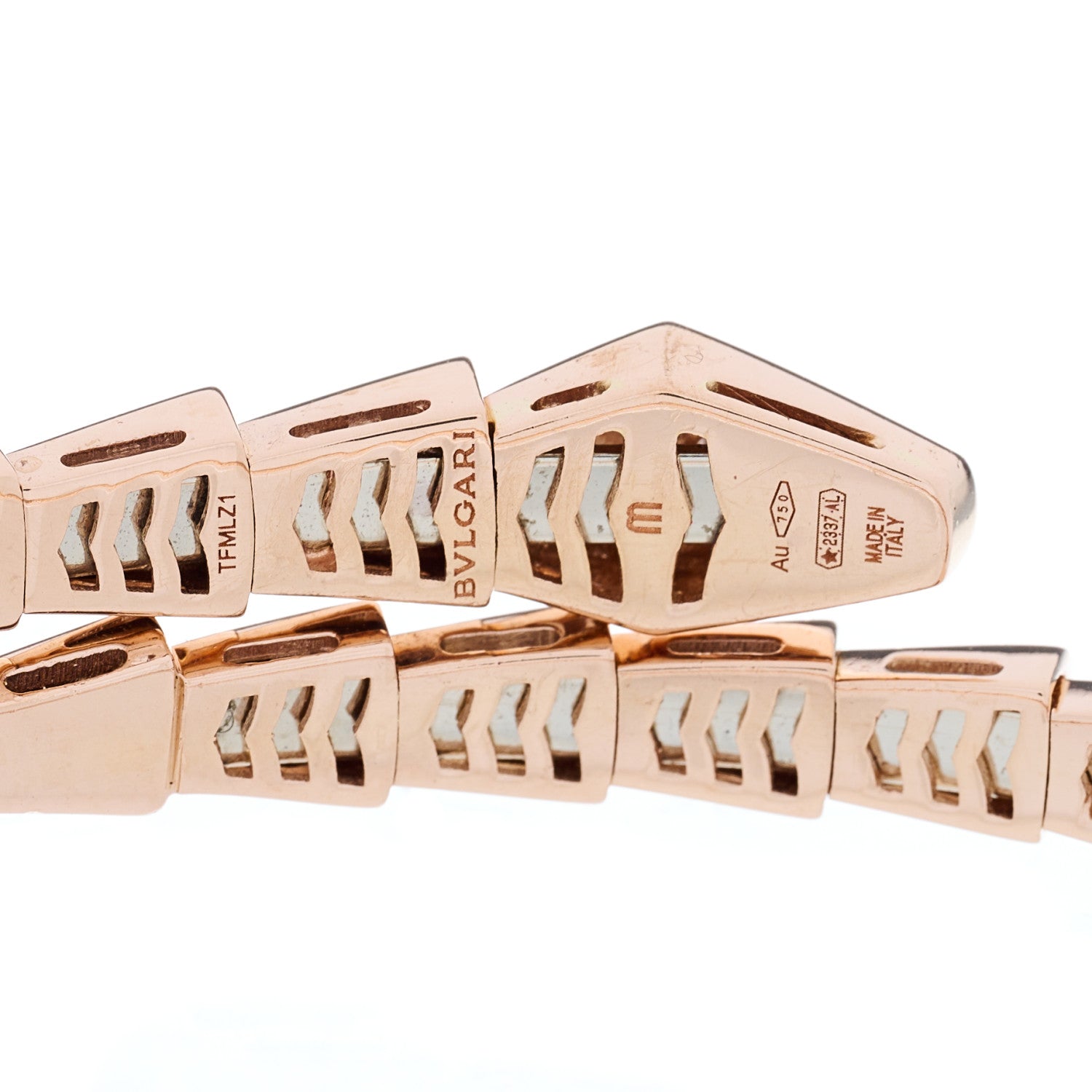Bulgari 18K Rose Gold Diamond Serpenti Viper Bracelet M 3 of 4