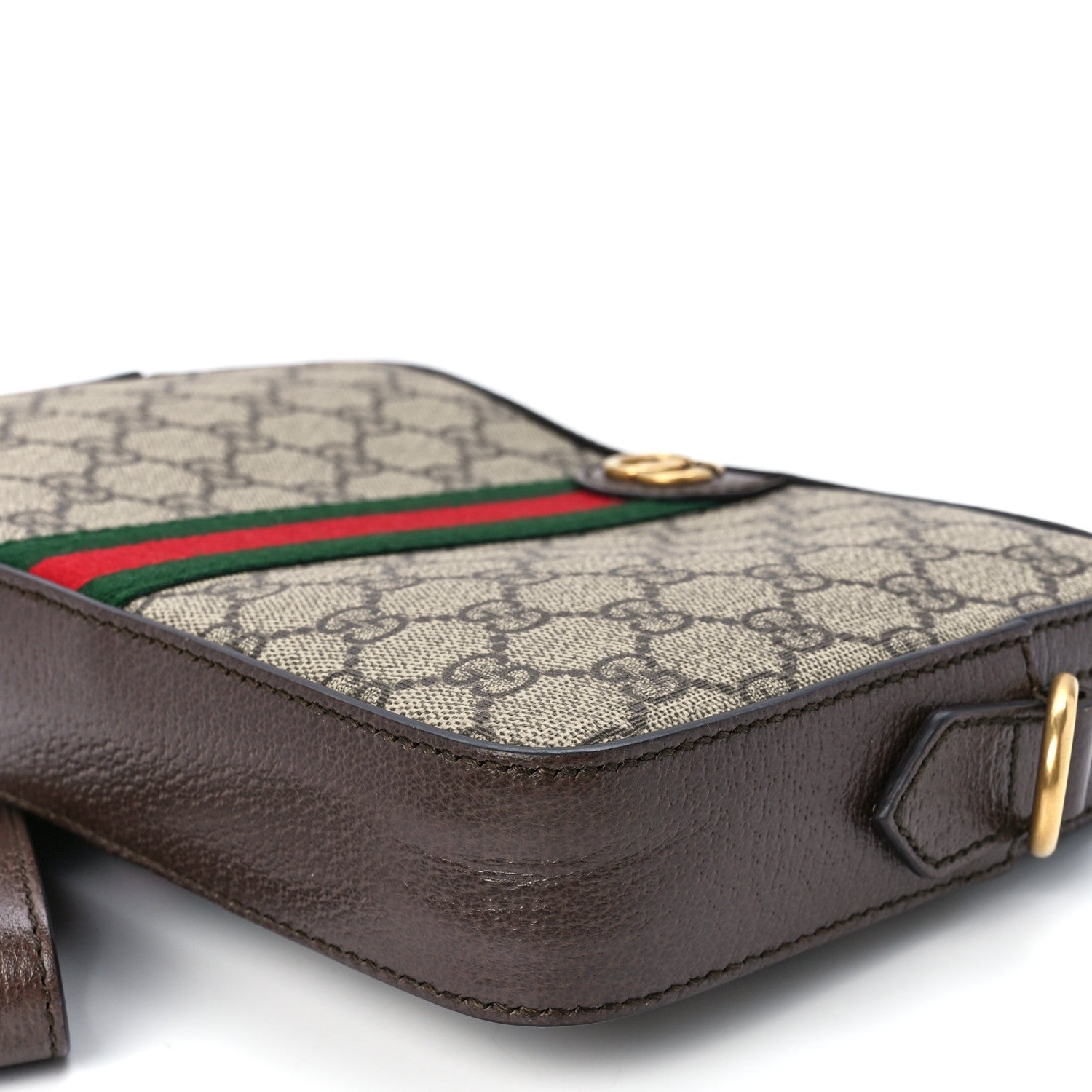 Gucci GG Supreme Monogram Textured Dollar Calfskin Web Ophidia Wristlet Shoulder Bag Beige Ebony New Acero 11 of 11