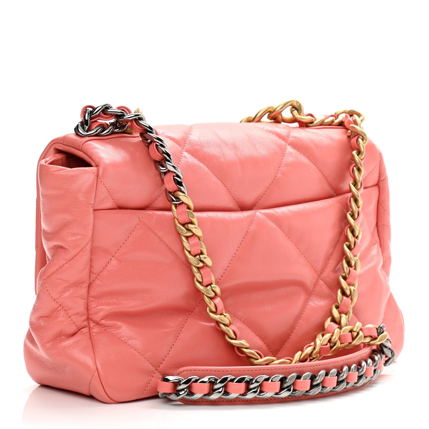 Chanel Goatskin Quilted Large Chanel 19 Flap Pink 2 of 9