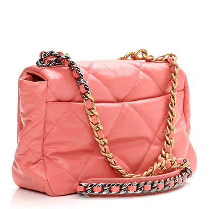 Chanel Goatskin Quilted Large Chanel 19 Flap Pink 2 of 9