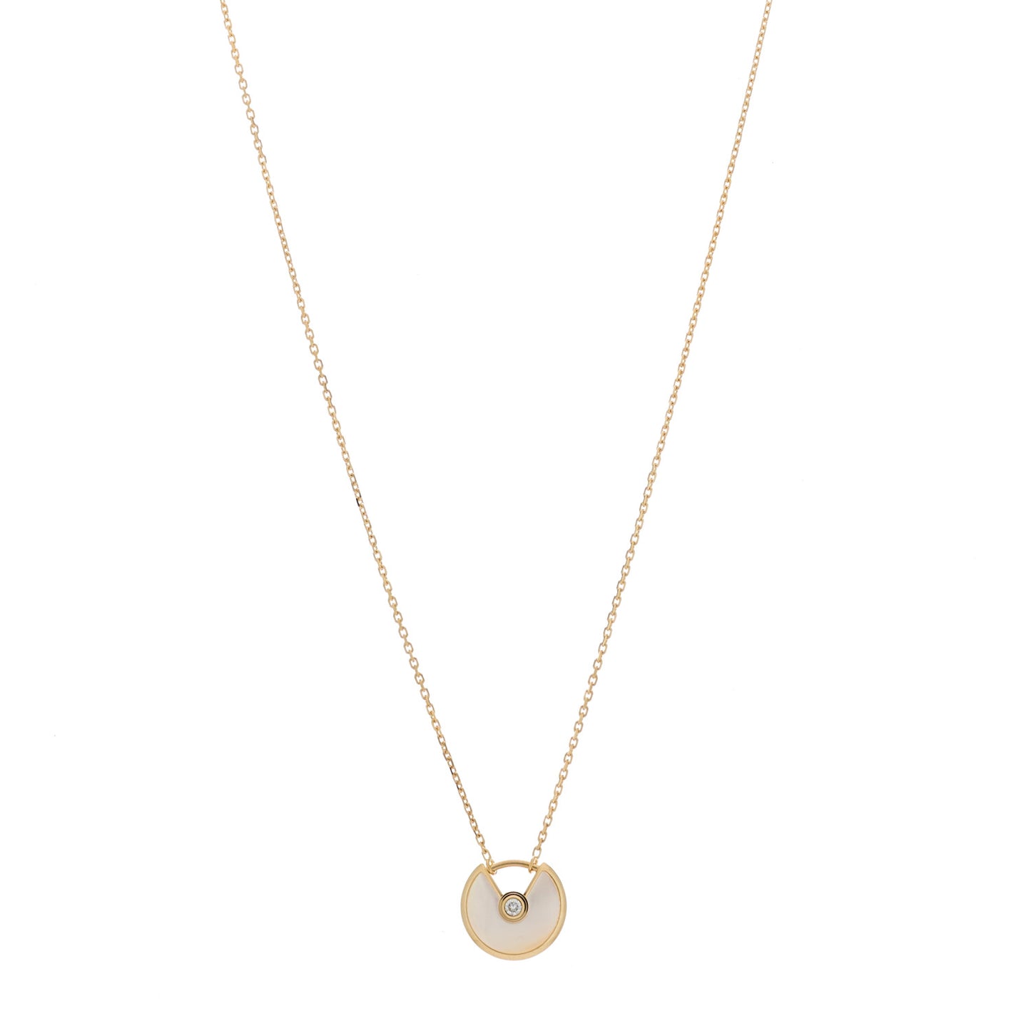 18K Yellow Gold Diamond Mother of Pearl XS Amulette de Cartier Pendant Necklace