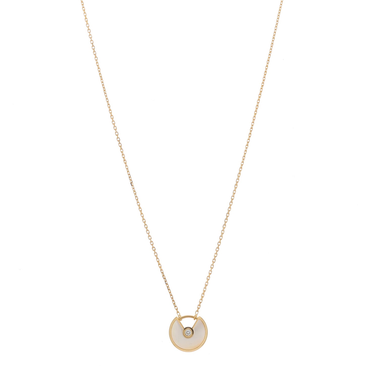 Cartier 18K Yellow Gold Diamond Mother of Pearl XS Amulette de Cartier Pendant Necklace 1 of 5