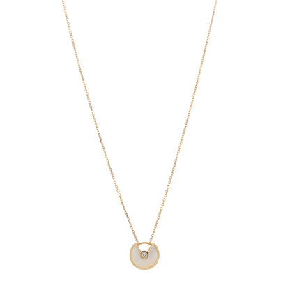 Cartier 18K Yellow Gold Diamond Mother of Pearl XS Amulette de Cartier Pendant Necklace 1 of 5