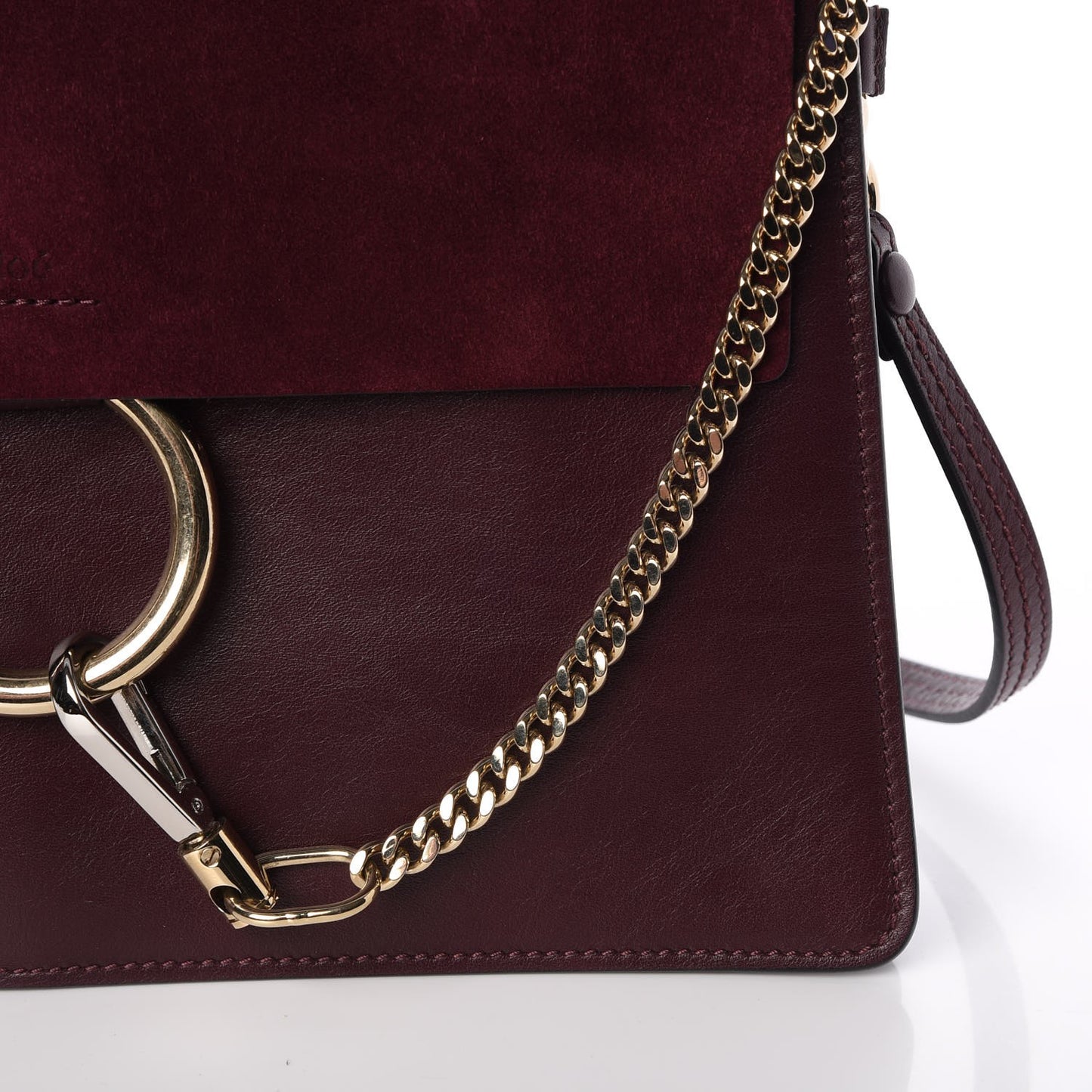 Suede Calfskin Medium Faye Shoulder Bag Dark Purple