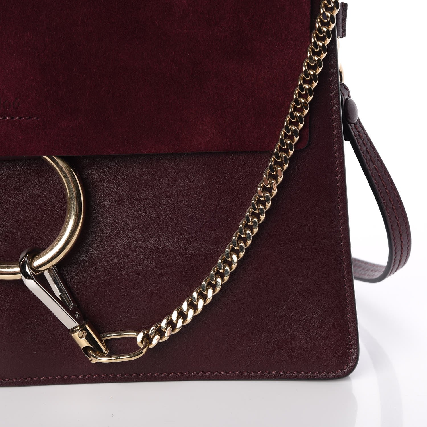 Chloe Suede Calfskin Medium Faye Shoulder Bag Dark Purple 7 of 12