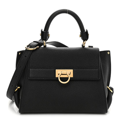 Salvatore Ferragamo Grained Calfskin Sofia Satchel Black 1 of 8