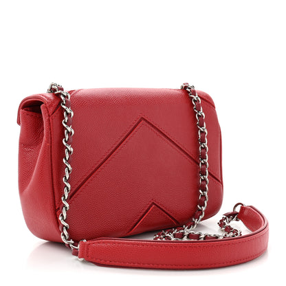 Chanel Caviar Macro Chevron Small Single Flap Red 3 of 15