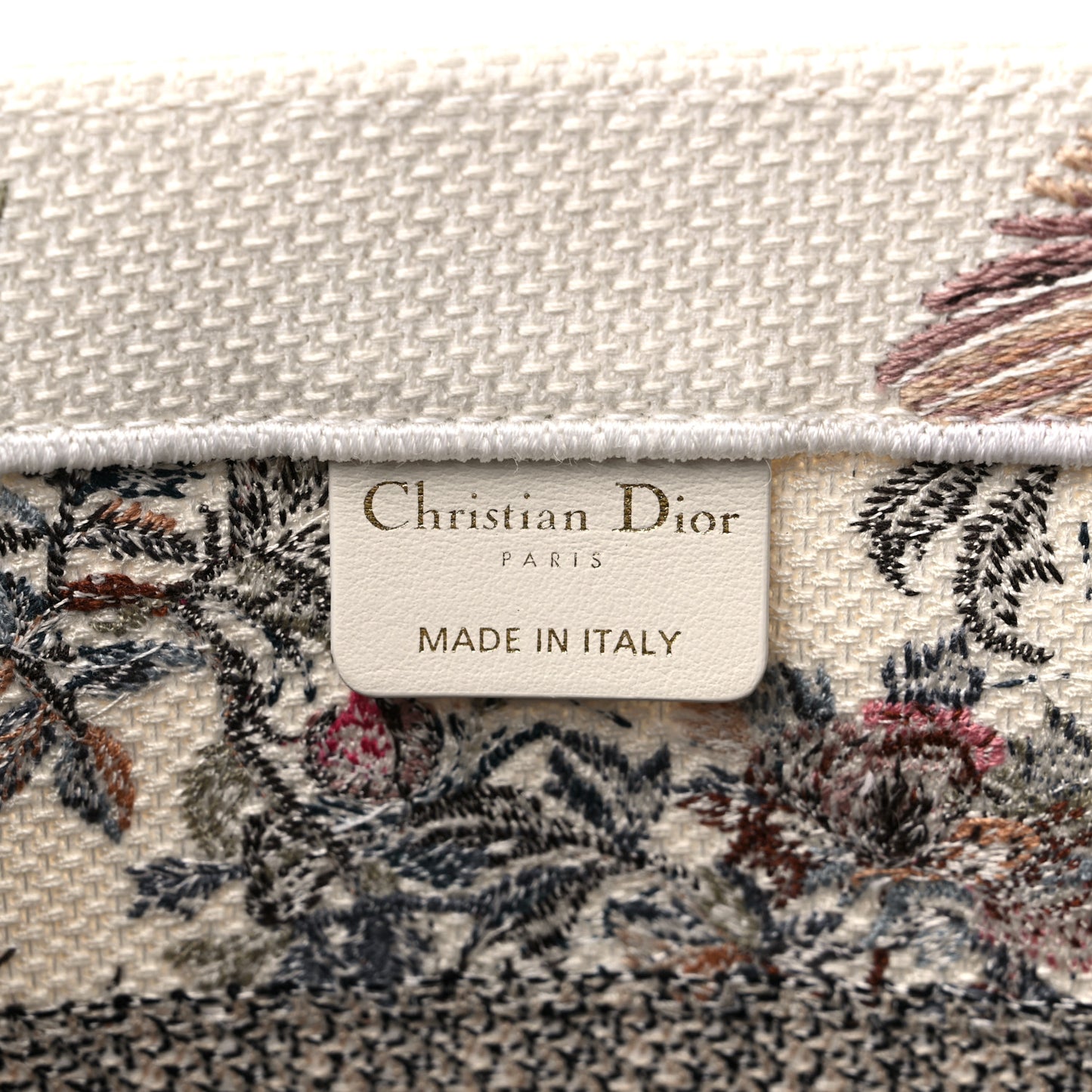 Canvas Embroidered Medium Jardin D'Hiver Book Tote Latte Multicolor