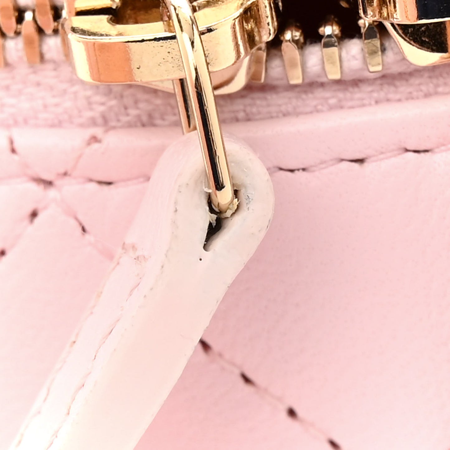 Lambskin Quilted Mini Vanity Case With Pearl Chain Light Pink