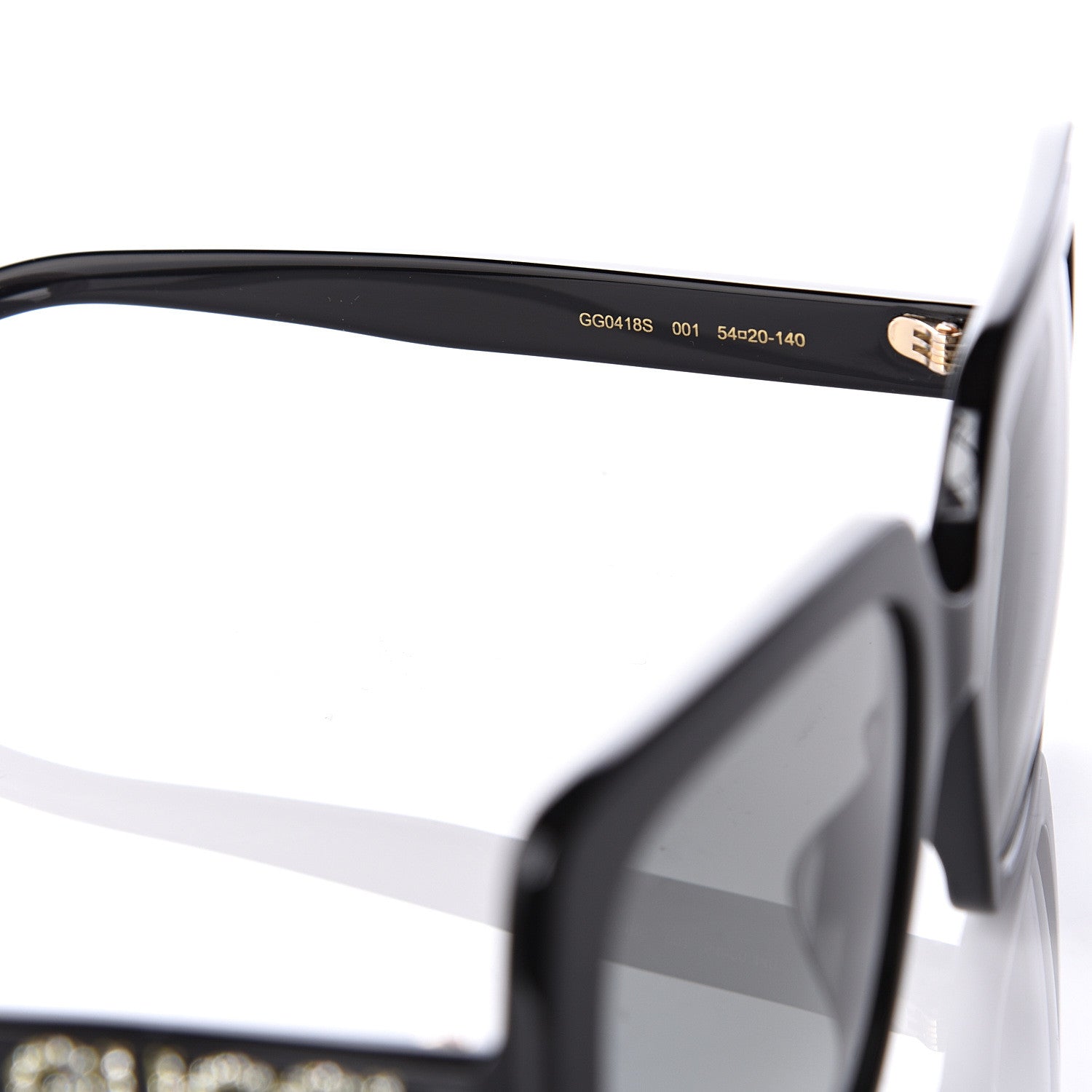 Gucci Crystal Square Frame GG Sunglasses GG0418S Black 6 of 8