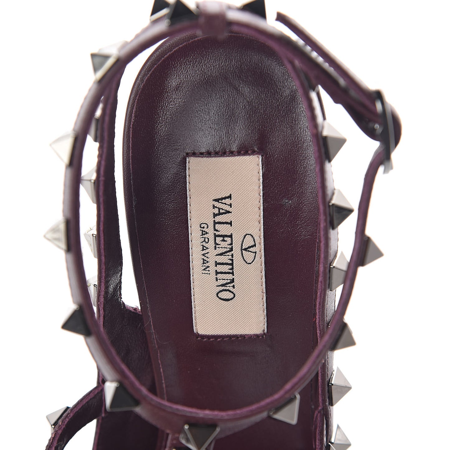 Wrinkled Patent Nappa Rockstud Ankle Strap 100mm Pumps 39.5 Rubin