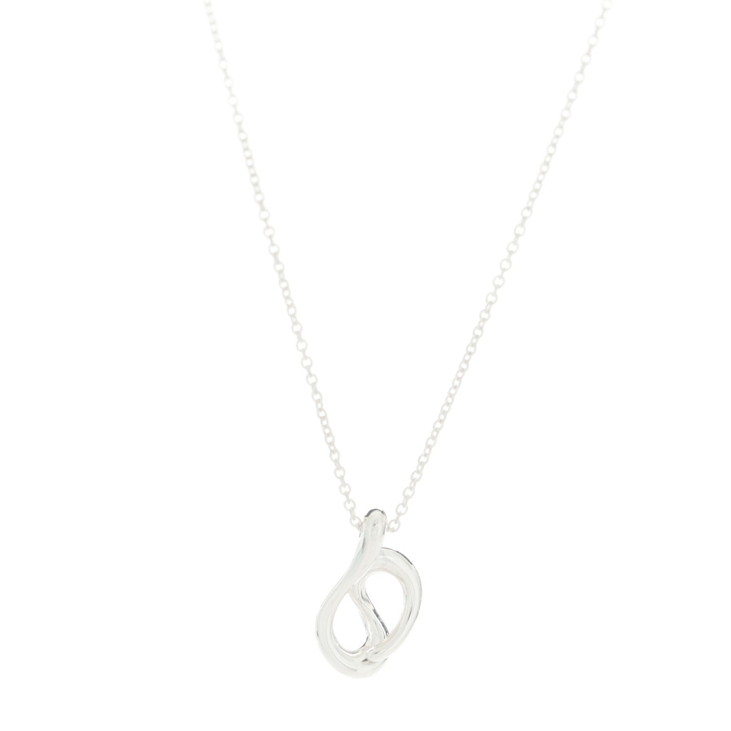 Tiffany Sterling Silver Elsa Peretti Open Wave Pendant Necklace 6 of 7
