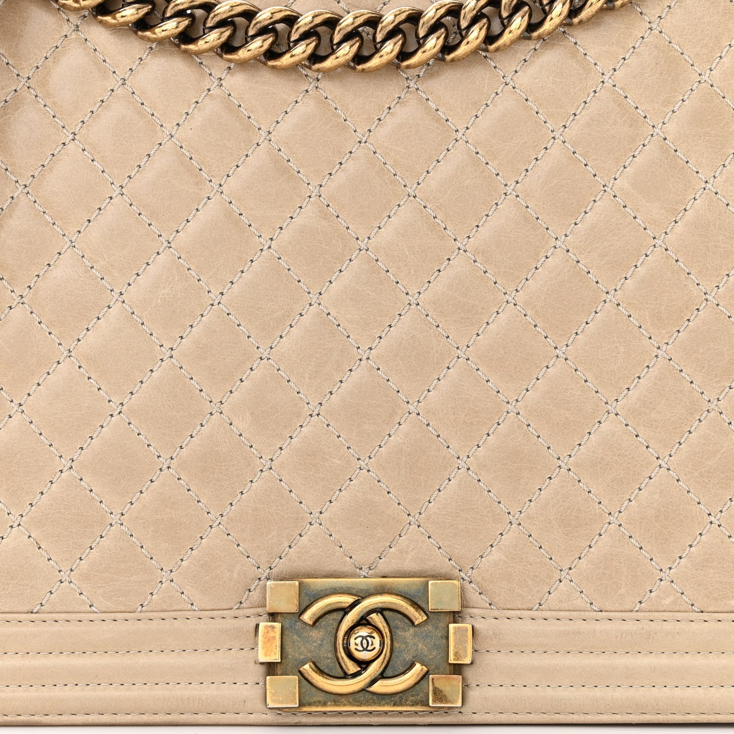 Chanel Glazed Calfskin Quilted Large Boy Flap Beige 8 of 19