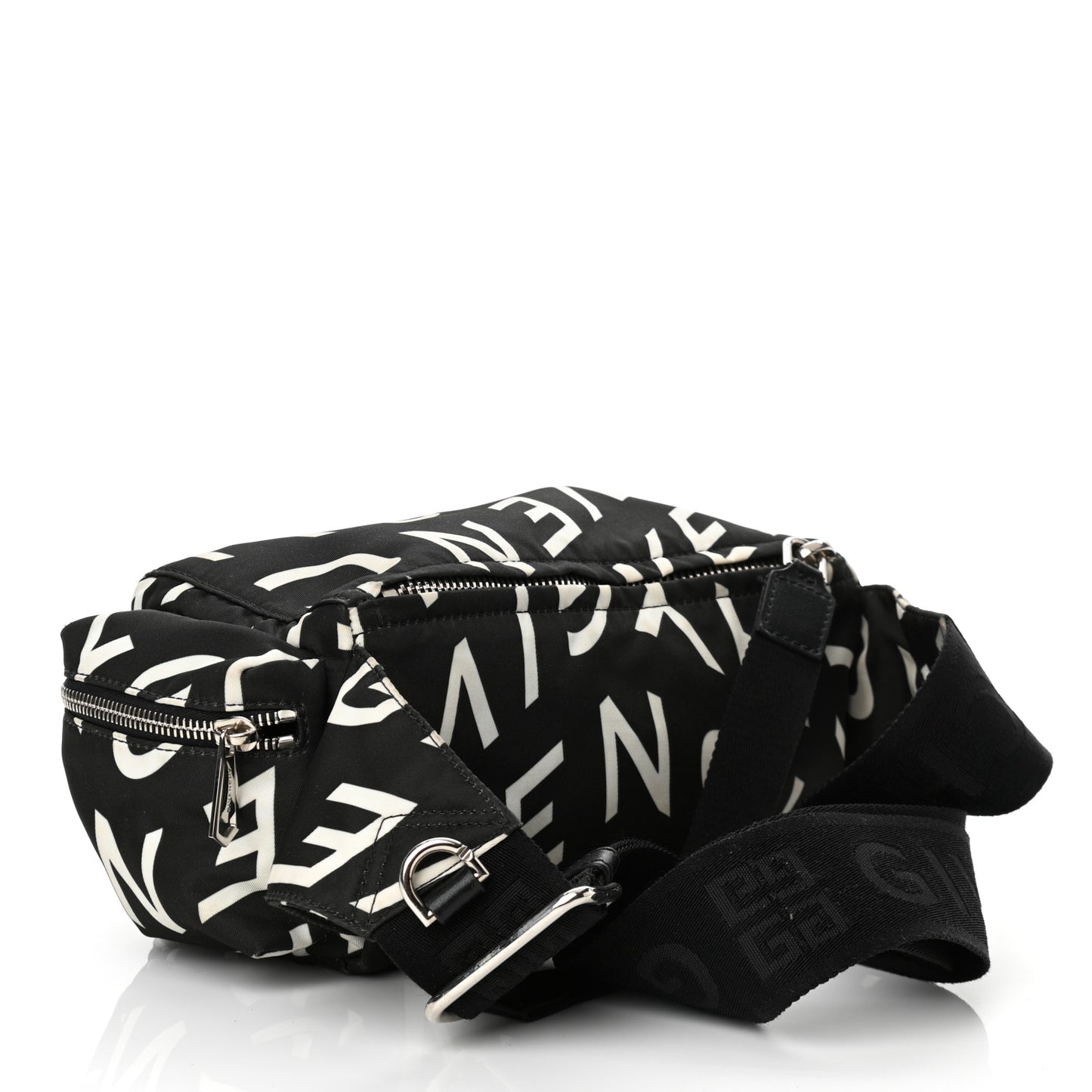 Nylon Allover Logo Belt Bag Black