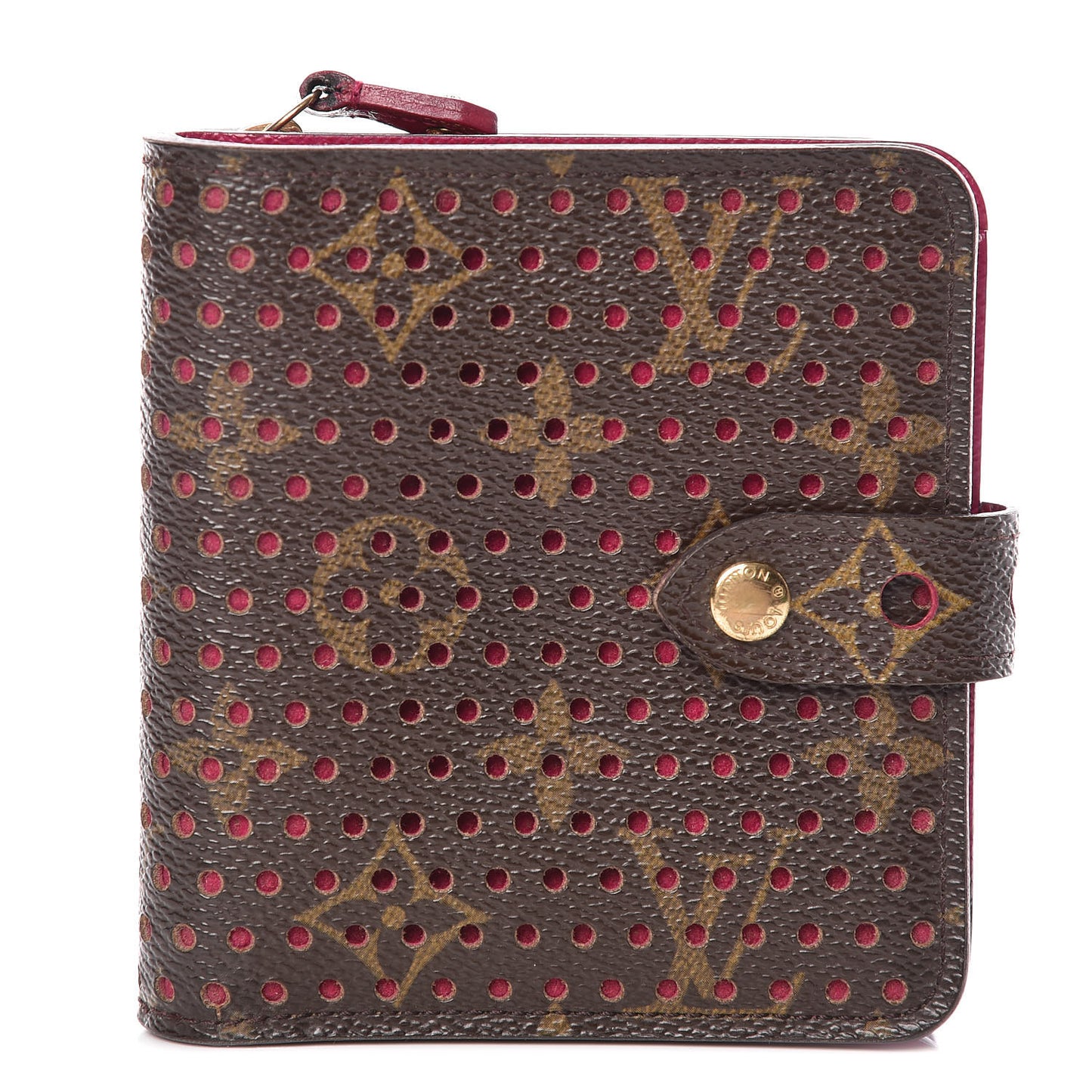 Monogram Perforated Compact Zipped Wallet Fuchsia